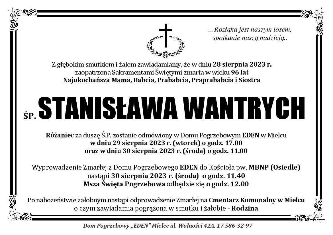 You are currently viewing ŚP. STANISŁAWA WANTRYCH
