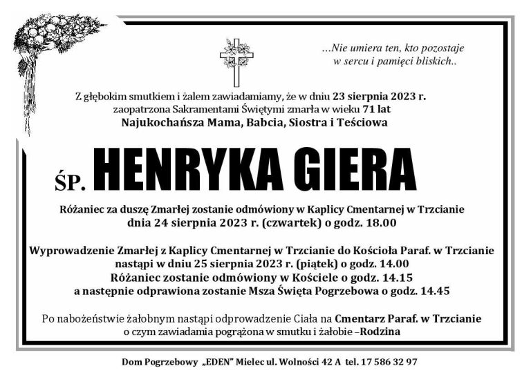 Read more about the article śp. HENRYKA GIERA