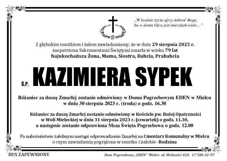 Read more about the article śp. KAZIMIERA SYPEK
